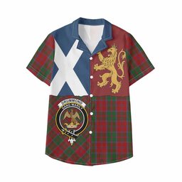 ScotsTee Shop Scottish Drummond Crest Tartan Kid Hawaiian Shirt Lion Rampant Saltire Style