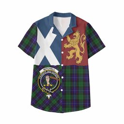 ScotsTee Shop Scottish Mitchell Crest Tartan Kid Hawaiian Shirt Lion Rampant Saltire Style