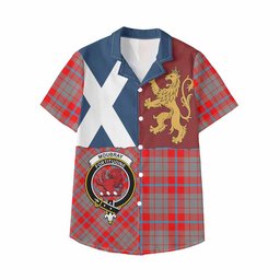 ScotsTee Shop Scottish Moubray Crest Tartan Kid Hawaiian Shirt Lion Rampant Saltire Style