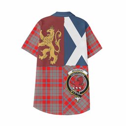 ScotsTee Shop Scottish Moubray Crest Tartan Kid Hawaiian Shirt Lion Rampant Saltire Style