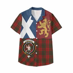 ScotsTee Shop Scottish Livingstone (Livingston) Crest Tartan Kid Hawaiian Shirt Lion Rampant Saltire Style