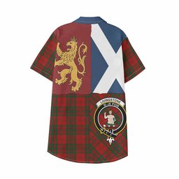 ScotsTee Shop Scottish Livingstone (Livingston) Crest Tartan Kid Hawaiian Shirt Lion Rampant Saltire Style