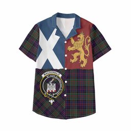 ScotsTee Shop Scottish MacDonald (McDonald) of Clanranald Crest Tartan Kid Hawaiian Shirt Lion Rampant Saltire Style