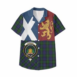 ScotsTee Shop Scottish Dundas Crest Tartan Kid Hawaiian Shirt Lion Rampant Saltire Style