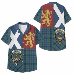 ScotsTee Shop Scottish Marshall Crest Tartan Kid Hawaiian Shirt Lion Rampant Saltire Style