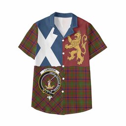 ScotsTee Shop Scottish Lumsden Crest Tartan Kid Hawaiian Shirt Lion Rampant Saltire Style