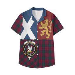 ScotsTee Shop Scottish Lindsay Crest Tartan Kid Hawaiian Shirt Lion Rampant Saltire Style