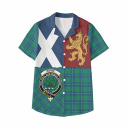 ScotsTee Shop Scottish Irvine Crest Tartan Kid Hawaiian Shirt Lion Rampant Saltire Style