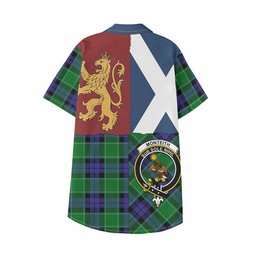 ScotsTee Shop Scottish Monteith Crest Tartan Kid Hawaiian Shirt Lion Rampant Saltire Style