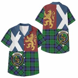 ScotsTee Shop Scottish Monteith Crest Tartan Kid Hawaiian Shirt Lion Rampant Saltire Style