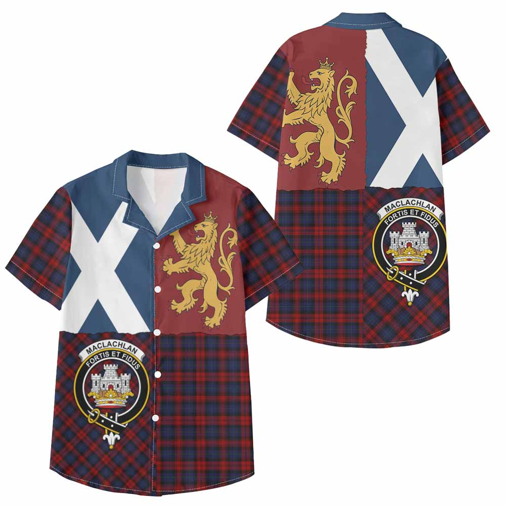 ScotsTee Shop Scottish MacLachlan (McLachlan) Crest Tartan Kid Hawaiian Shirt Lion Rampant Saltire Style