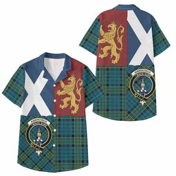 ScotsTee Shop Scottish Kirkpatrick Crest Tartan Kid Hawaiian Shirt Lion Rampant Saltire Style