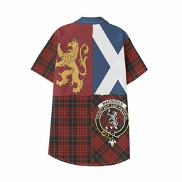 ScotsTee Shop Scottish MacQueen (McQueen) Crest Tartan Kid Hawaiian Shirt Lion Rampant Saltire Style