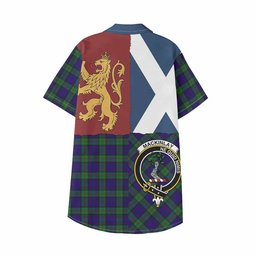 ScotsTee Shop Scottish MacKinlay (McKinlay) Crest Tartan Kid Hawaiian Shirt Lion Rampant Saltire Style