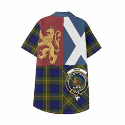 ScotsTee Shop Scottish Muir Crest Tartan Kid Hawaiian Shirt Lion Rampant Saltire Style
