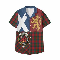 ScotsTee Shop Scottish MacDuff (McDuff) Crest Tartan Kid Hawaiian Shirt Lion Rampant Saltire Style