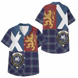 ScotsTee Shop Scottish Nevoy Crest Tartan Kid Hawaiian Shirt Lion Rampant Saltire Style