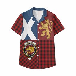 ScotsTee Shop Scottish MacIver (McIver) Crest Tartan Kid Hawaiian Shirt Lion Rampant Saltire Style