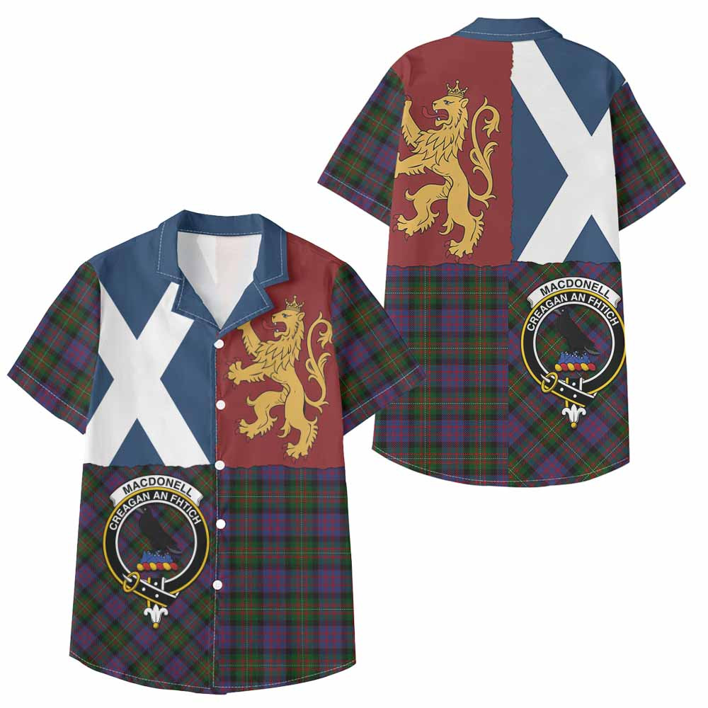ScotsTee Shop Scottish MacDonell (McDonell) Crest Tartan Kid Hawaiian Shirt Lion Rampant Saltire Style