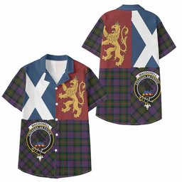 ScotsTee Shop Scottish MacDonell (McDonell) Crest Tartan Kid Hawaiian Shirt Lion Rampant Saltire Style