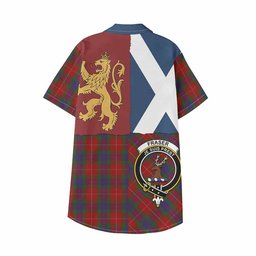 ScotsTee Shop Scottish Fraser Crest Tartan Kid Hawaiian Shirt Lion Rampant Saltire Style