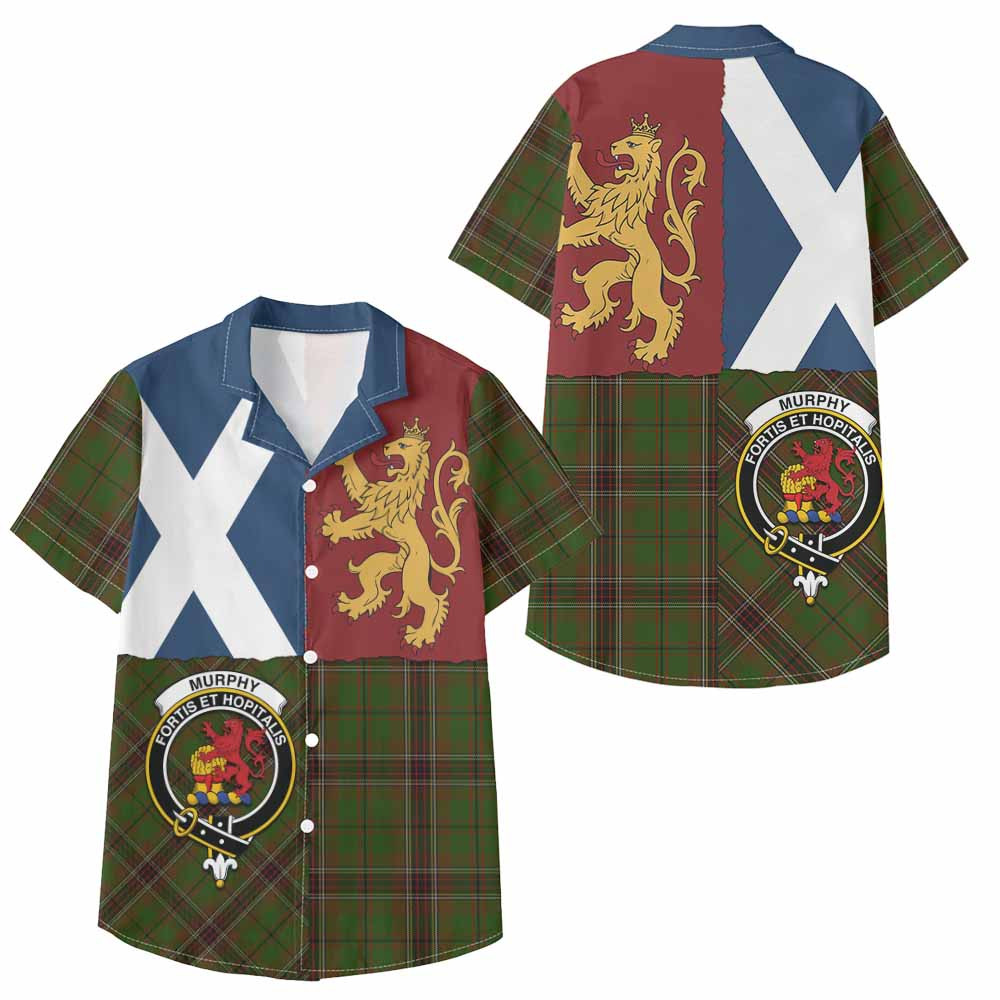 ScotsTee Shop Scottish Murphy Crest Tartan Kid Hawaiian Shirt Lion Rampant Saltire Style