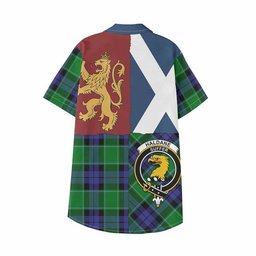 ScotsTee Shop Scottish Haldane Crest Tartan Kid Hawaiian Shirt Lion Rampant Saltire Style