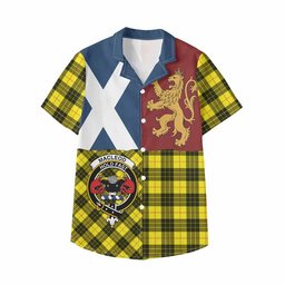 ScotsTee Shop Scottish MacLeod (McLeod) Crest Tartan Kid Hawaiian Shirt Lion Rampant Saltire Style