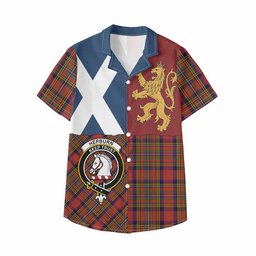ScotsTee Shop Scottish Hepburn Crest Tartan Kid Hawaiian Shirt Lion Rampant Saltire Style