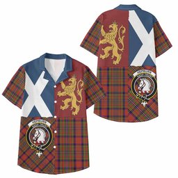 ScotsTee Shop Scottish Hepburn Crest Tartan Kid Hawaiian Shirt Lion Rampant Saltire Style