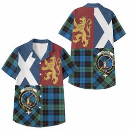ScotsTee Shop Scottish Guthrie Crest Tartan Kid Hawaiian Shirt Lion Rampant Saltire Style