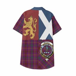 ScotsTee Shop Scottish McCall (Caithness) Crest Tartan Kid Hawaiian Shirt Lion Rampant Saltire Style