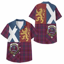 ScotsTee Shop Scottish McCall (Caithness) Crest Tartan Kid Hawaiian Shirt Lion Rampant Saltire Style