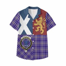 ScotsTee Shop Scottish Ochterlony Crest Tartan Kid Hawaiian Shirt Lion Rampant Saltire Style