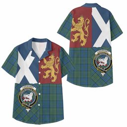 ScotsTee Shop Scottish Lockhart Crest Tartan Kid Hawaiian Shirt Lion Rampant Saltire Style