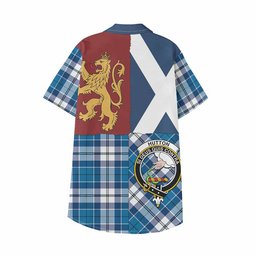 ScotsTee Shop Scottish Hutton Crest Tartan Kid Hawaiian Shirt Lion Rampant Saltire Style