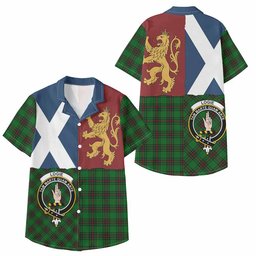 ScotsTee Shop Scottish Logie Crest Tartan Kid Hawaiian Shirt Lion Rampant Saltire Style