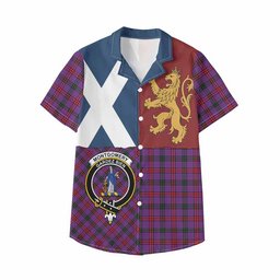 ScotsTee Shop Scottish Montgomery Crest Tartan Kid Hawaiian Shirt Lion Rampant Saltire Style