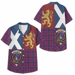 ScotsTee Shop Scottish Montgomery Crest Tartan Kid Hawaiian Shirt Lion Rampant Saltire Style