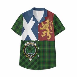 ScotsTee Shop Scottish MacArthur (McArthur) Crest Tartan Kid Hawaiian Shirt Lion Rampant Saltire Style