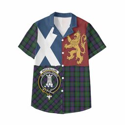 ScotsTee Shop Scottish MacCallum (McCallum) Crest Tartan Kid Hawaiian Shirt Lion Rampant Saltire Style
