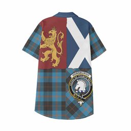 ScotsTee Shop Scottish Horsburgh Crest Tartan Kid Hawaiian Shirt Lion Rampant Saltire Style