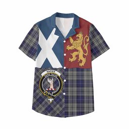 ScotsTee Shop Scottish Napier Crest Tartan Kid Hawaiian Shirt Lion Rampant Saltire Style
