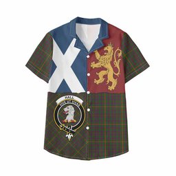 ScotsTee Shop Scottish Hall Crest Tartan Kid Hawaiian Shirt Lion Rampant Saltire Style