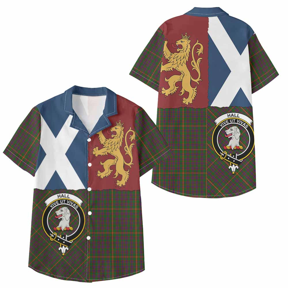 ScotsTee Shop Scottish Hall Crest Tartan Kid Hawaiian Shirt Lion Rampant Saltire Style