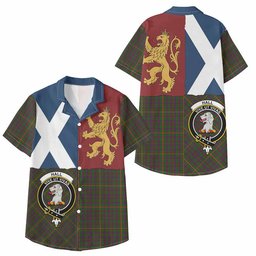 ScotsTee Shop Scottish Hall Crest Tartan Kid Hawaiian Shirt Lion Rampant Saltire Style