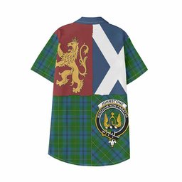 ScotsTee Shop Scottish Johnstone (Johnston) Crest Tartan Kid Hawaiian Shirt Lion Rampant Saltire Style
