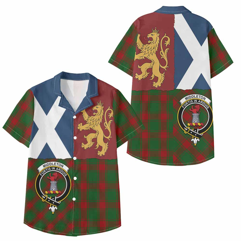 ScotsTee Shop Scottish Middleton Crest Tartan Kid Hawaiian Shirt Lion Rampant Saltire Style