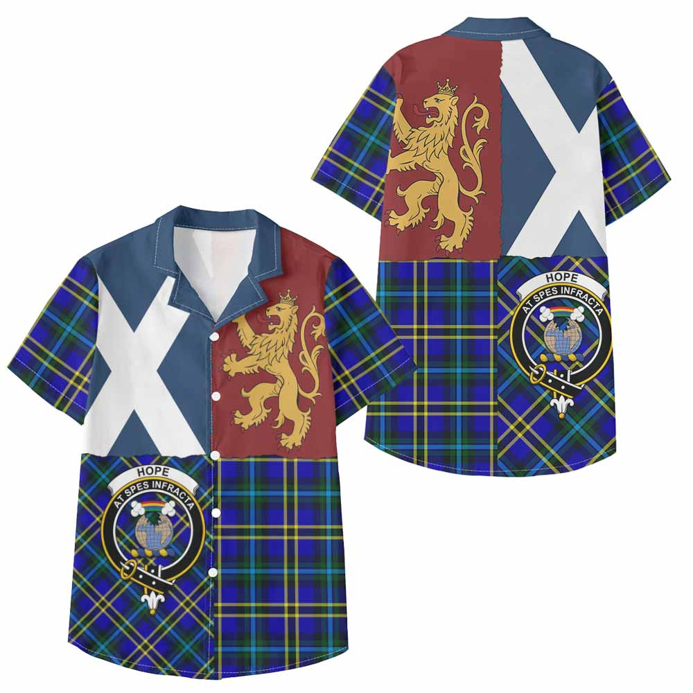 ScotsTee Shop Scottish Hope Crest Tartan Kid Hawaiian Shirt Lion Rampant Saltire Style
