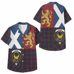 ScotsTee Shop Scottish Durie Crest Tartan Kid Hawaiian Shirt Lion Rampant Saltire Style